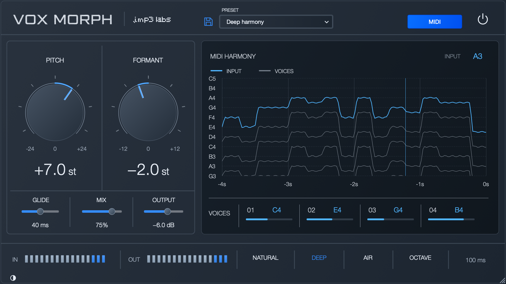 Vox Morph interface in its alternate appearance